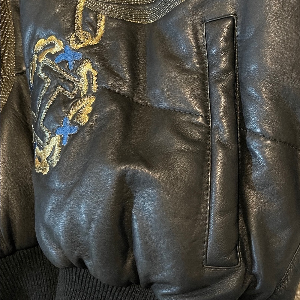 Iceberg Black Bomber with beautiful Tan Fur Hood. Design only on front - Picture 9 of 12